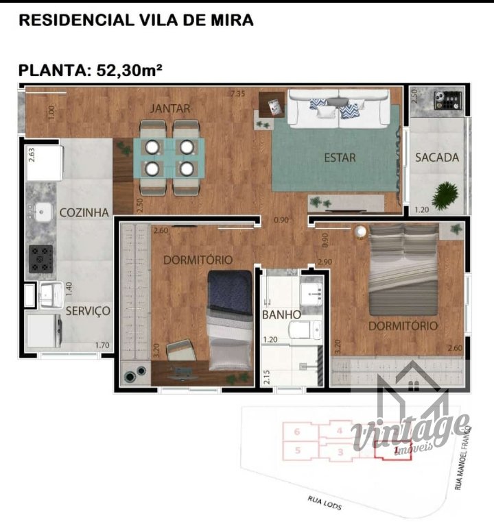 Apartamento à venda com 2 quartos, 52m² - Foto 3