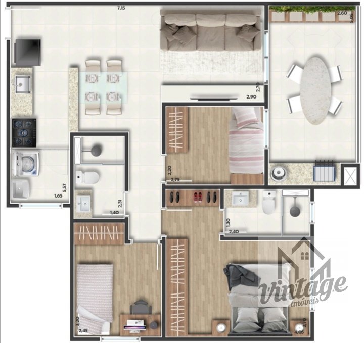 Apartamento à venda com 3 quartos, 83m² - Foto 3