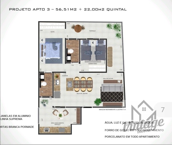 Apartamento à venda com 2 quartos, 62m² - Foto 3