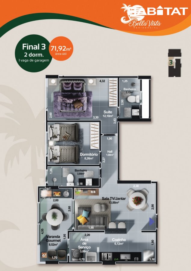 Apartamento à venda com 2 quartos, 72m² - Foto 11