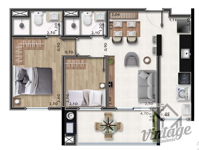 Apartamento à venda com 2 quartos, 57m² - Foto 5