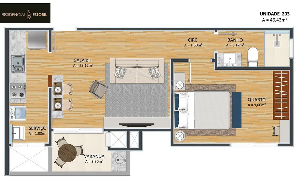 Apartamento à venda com 1 quarto, 46m² - Foto 4